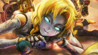 Blonde blueeyes woman table clock - andor basch free wallpaper for desktop