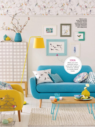 Living room blue couch yellow - free other wallpaper for mobile