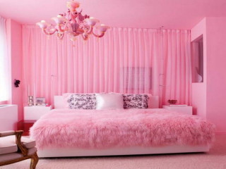 Pink bedroom chandelier bed fur - david lachapelle free wallpaper