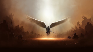 Person wings flying field people - armor and armor free wallpaper