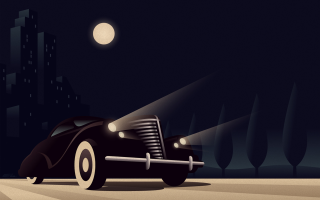 Car night drive full moon - edward hopper and james gilleard free wallpaper for desktop