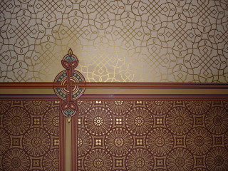 Art nouveau clock honeycomb tiles - decorative free wallpaper