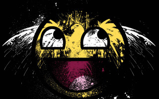 Black background yellow red smiley - cheerful free wallpaper