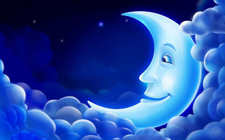 Cartoon moon smiling face clouds 8 - the cloud free wallpaper