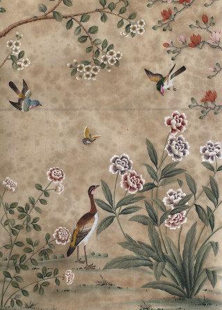 Birds flowers wall tree branch - exquisite detail free wallpaper