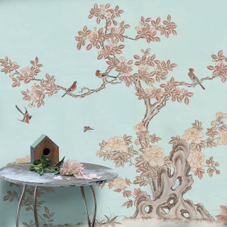 Birdhouse table bird wall tree - free spring wallpaper for tablet