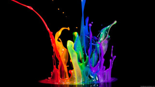 Rainbow liquid splash black background 2 - liquid free wallpaper