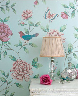 Lamp vase table flower wallpaper - a blue wall free wallpaper for mobile