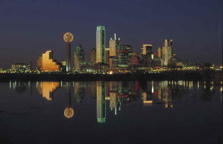 City skyline reflection water night 5 - a full moon in the sky above free wallpaper