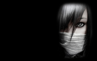 Woman mask black background white 3 - mysterious free wallpaper