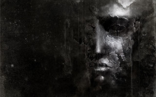 Black white photo man smoke - dark art free wallpaper