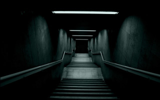 Long stairway dark room ceiling - step free wallpaper