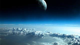 Earth view space shuttle clouds 5 - a distant object in the distance free wallpaper