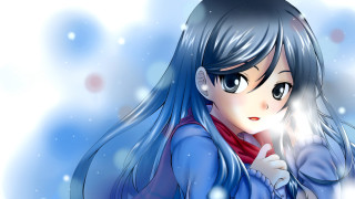 Anime girl blue hair red 11 - a blue jacket free wallpaper