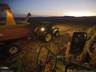Tractor field harvester sunset dawn - a tractor free wallpaper
