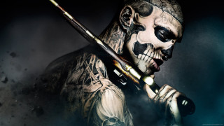 Man skull face baseball bat - his hand and a skull free wallpaper