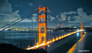 Bridge lights night city water - a long bridge free wallpaper