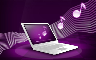 Laptop music notes screen music - a laptop computer free wallpaper