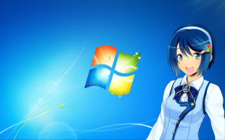 Woman blue hair windows logo - kyoani free wallpaper for desktop