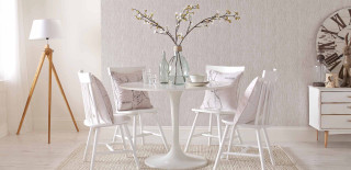 White table four chairs vase - a white table free wallpaper