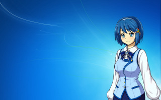 Anime girl blue hair blue - blue pants free wallpaper
