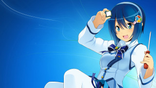 Anime girl knife cellphone blue - a anime girl holding free wallpaper