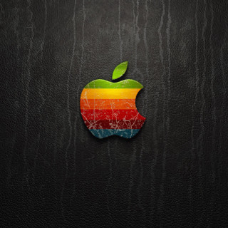 Apple logo black leather rainbow 2 - a apple logo free wallpaper