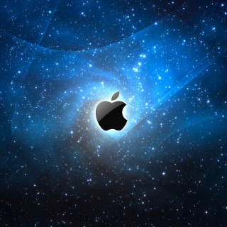 Apple logo space stars blue 5 - free space wallpaper for tablet