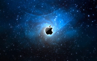 Apple logo space stars blue 8 - the middle of a space free wallpaper