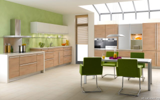 Kitchen table chairs stove oven 5 - vray free wallpaper