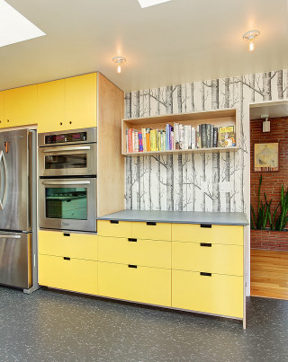 Yellow cabinets stainless steel modern - vibrant free wallpaper for mobile