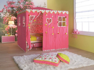 Pink tent white bed pink 2 - free happy birthday wallpaper
