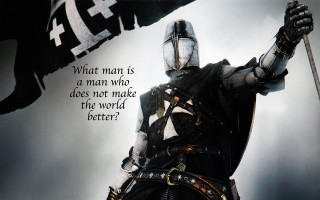 Knight holding flag banner quote - better free wallpaper
