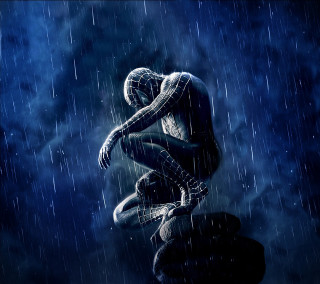 Spiderman rock rain silhouette night - free rain wallpaper for tablet