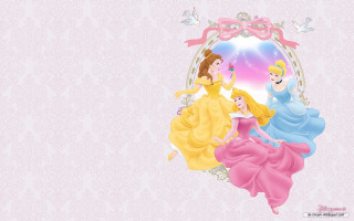 Princesses pink background pink frame - a group of princesses free wallpaper