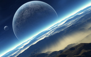 Distant planet space mountains moon - a distant planet free wallpaper