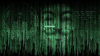 Green background numbers face repeated - free cyberpunk wallpaper