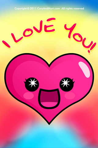 Pink heart face i love - a rainbow background free wallpaper for mobile