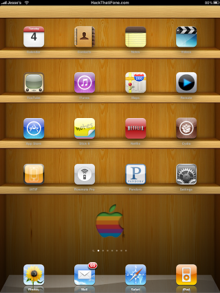 Wooden shelf app icons sides - fauvism free wallpaper for mobile