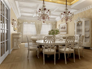 Dining room chandelier table chairs 6 - vray free wallpaper