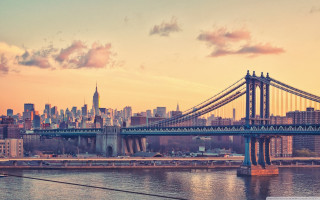 Bridge water city sunset dawn 2 - free retro wallpaper