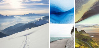 Mountain range footprints snow trail - footprint free wallpaper