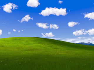 Green field blue sky clouds 41 - a few flower free wallpaper