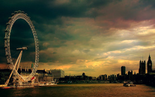 Ferris wheel river cloudy sky - christopher wren free wallpaper