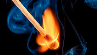 Lit matchstick blue smoke red - a matchstick free wallpaper