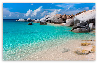 Beach clear blue water rocks 5 - clear blue water free wallpaper