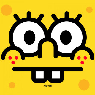 Yellow black cartoon character smiling - net art free wallpaper for tablet