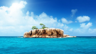 Small island tree ocean middle - derek chittock free wallpaper