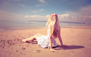 Woman beach hair blowing wind 3 - beach free wallpaper
