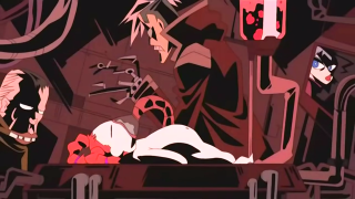 Cartoon man bed demon head - a cartoon scene free wallpaper